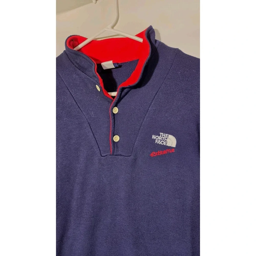 Vintage 1/2 Button Up Sweater XL The North Face Extreme Blue And Red Piping